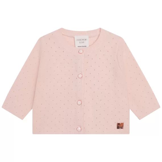 Cardigan en tricot coton Fille Rose