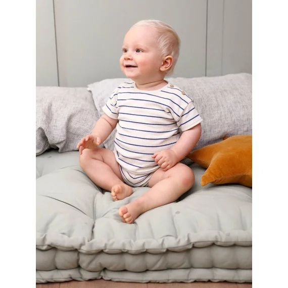 Ensemble naissance nid d&rsquo;abeille T-shirt et short écru