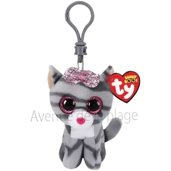 Peluche Ty Beanie Boo&rsquo;s porte clé Kiki le chat gris gris