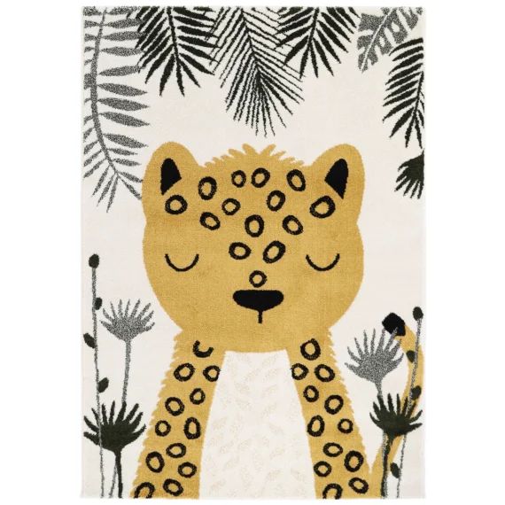 Tapis rectangulaire léopard moutarde Sören (120 x 170 cm)
