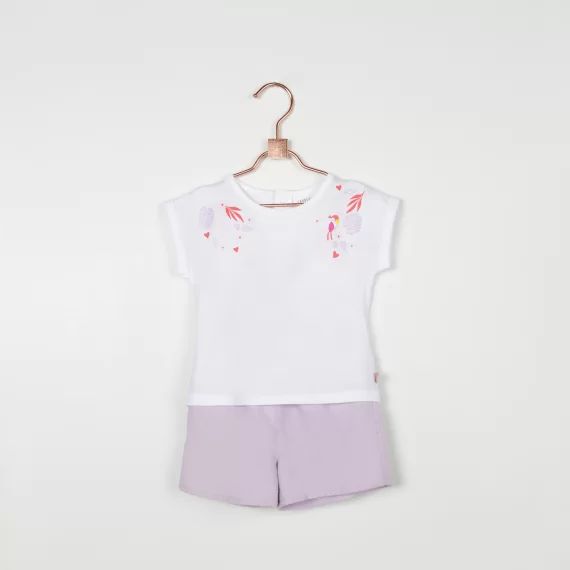 Short en coton doublé Fille Violet