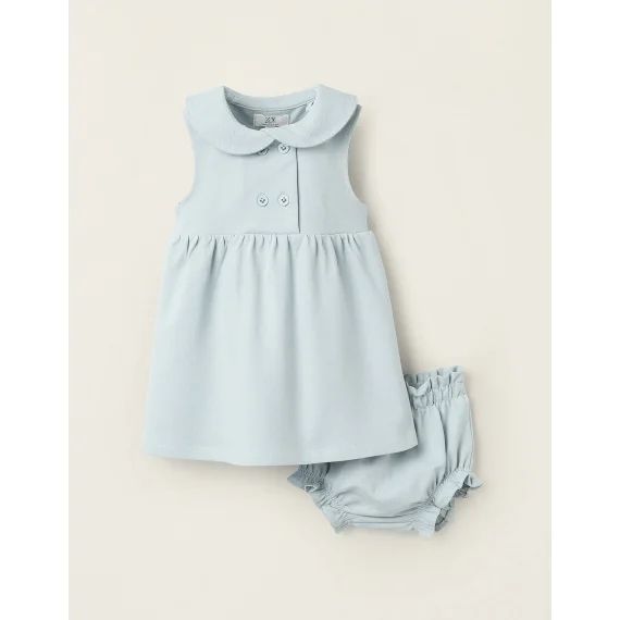 Robe + Bloomer En Piqué Bleu Clair