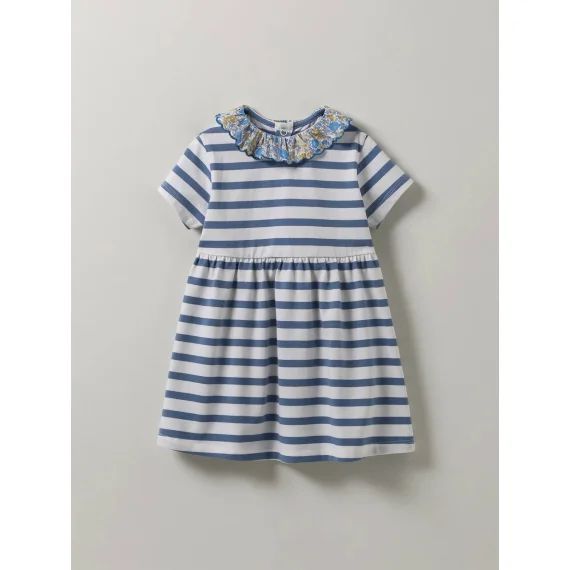 Robe Marinière Tissu Liberty En Coton Biologique Liberty Florence May Bleu