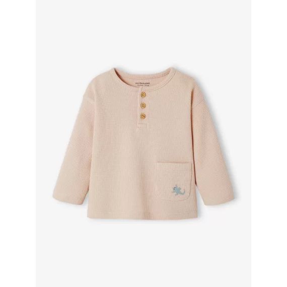 T-shirt tunisien en nid d’abeille bébé manches longues beige