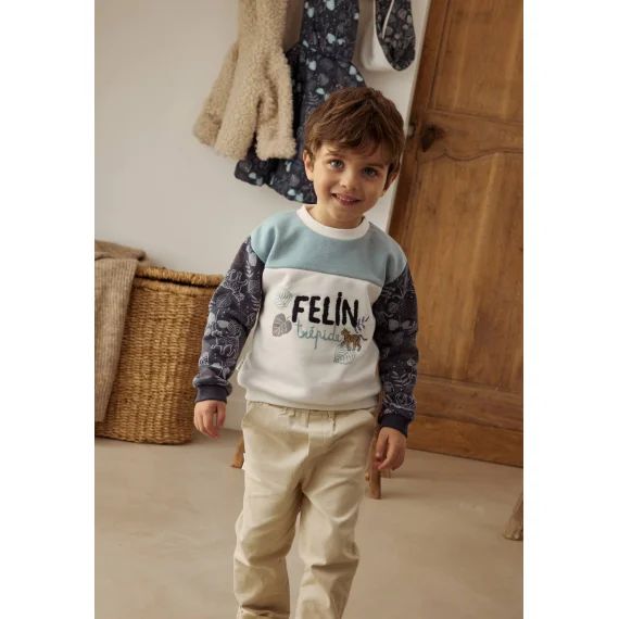 Sweat-shirt Bébé En Molleton Félintrépide Bleu