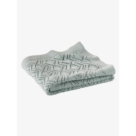Couverture pointelle en coton bio* vert d&rsquo;eau