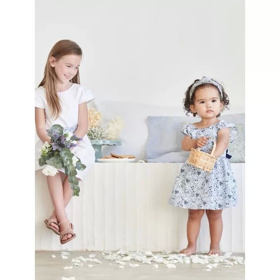 Robe fleurie bébé de cérémonie blanc imprimé