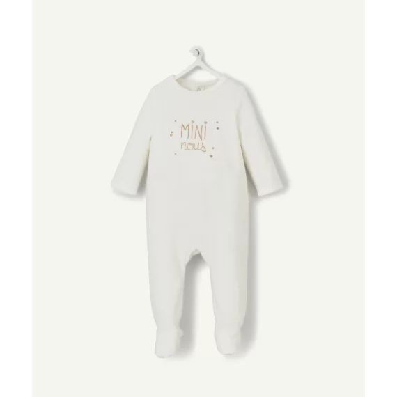 Dors bien blanc en velours de coton biologique avec message brillant –  – Soldes