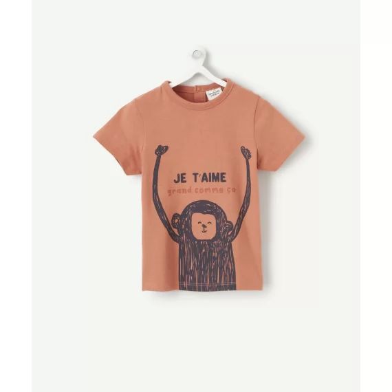 T-shirt bébé garçon en fibres recyclées couleur rouille –  – Soldes