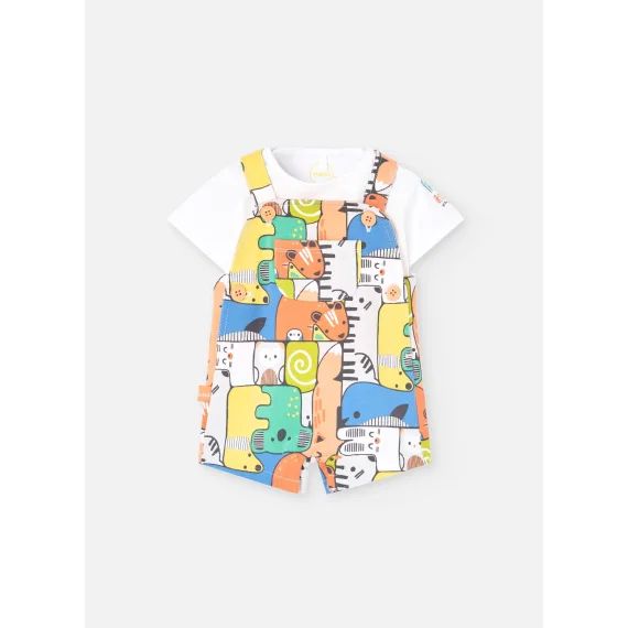 Ensemble T-shirt Et Salopette Courte Imprimée Multicolore