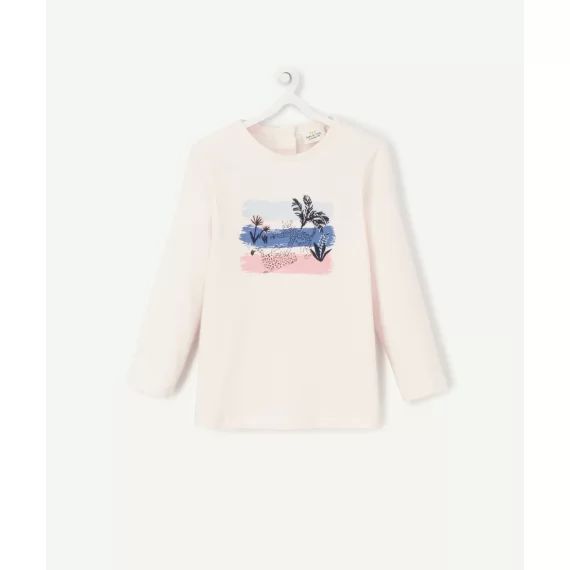 T-shirt bébé fille rose pâle en coton bio avec motif jaguar –  – Soldes