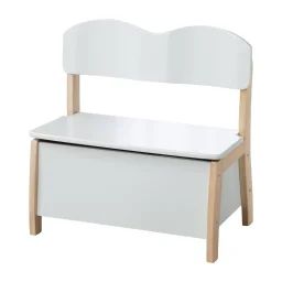 Banc-coffre À Jouets En Bois Massif À Fermeture Douce Blanc Et Naturel