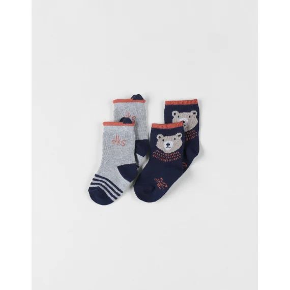Set De 2 Paires De Chaussettes En Tricot Bleu