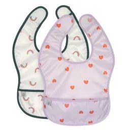 Lot De 2 Bavoirs À Poche Happy Rascals Coeur Rose