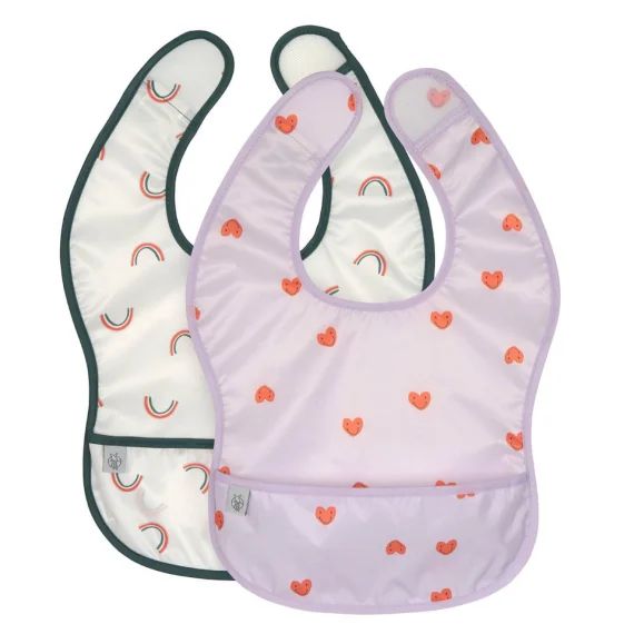 Lot De 2 Bavoirs À Poche Happy Rascals Coeur Rose