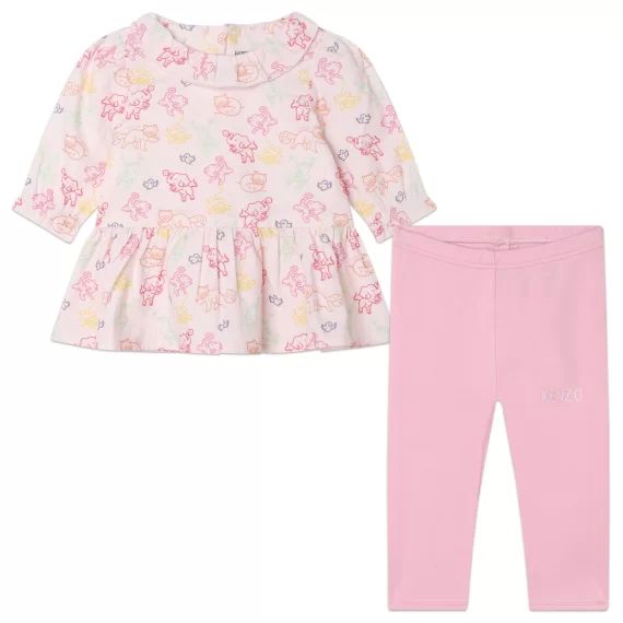 Ensemble robe + legging Fille Rose