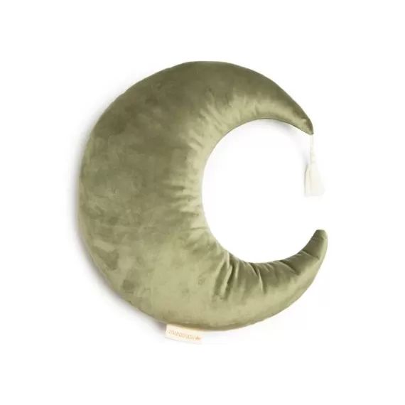 Coussin lune Pierrot Velvet Olive Green (40 cm)