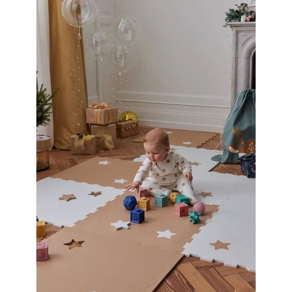 Grand tapis 9 dalles en mousse marron