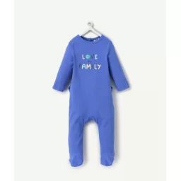 Dors-bien bébé garçon en coton biologique bleu avec message