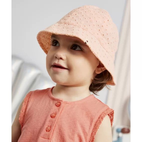 Bob bébé fille en coton rose pâle avec broderie anglaise –  – Soldes