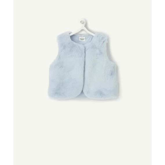 Gilet sans manches bébé fille en rembourrage recyclé bleu ciel