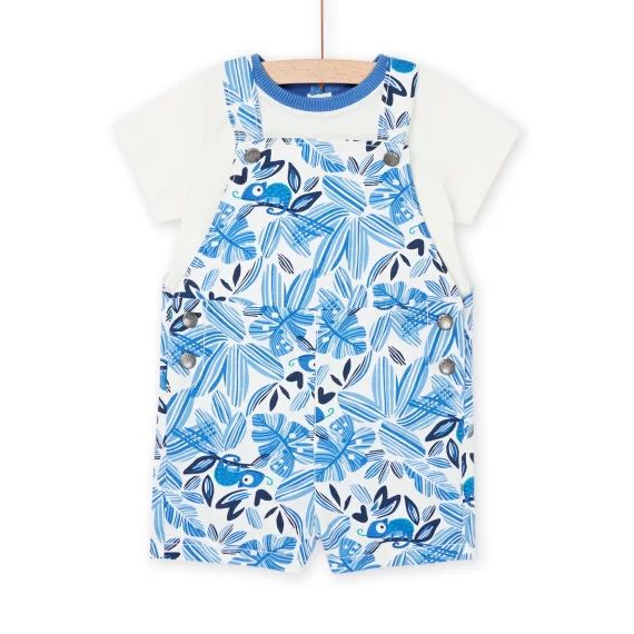 T-shirt Et Salopette Craie À Imprimé Fleuri – Blanc