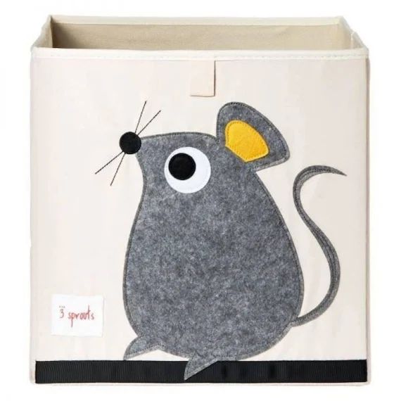 Cube de rangement – 3 SPROUTS – Souris – Polyester, carton dur – 33 x 33 x 33 cm beige