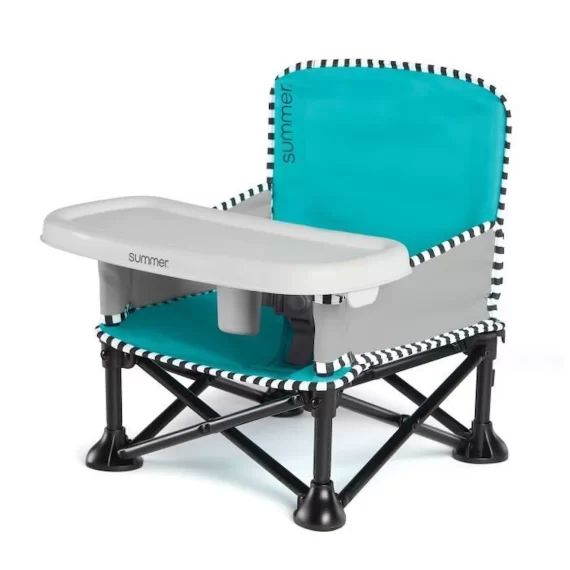 SUMMER INFANT Chaise d&rsquo;appoint réhausseur Pop &lsquo;n Sit, intérieur, extérieur, pratique et compacte, pliage rapide, bleu bleu