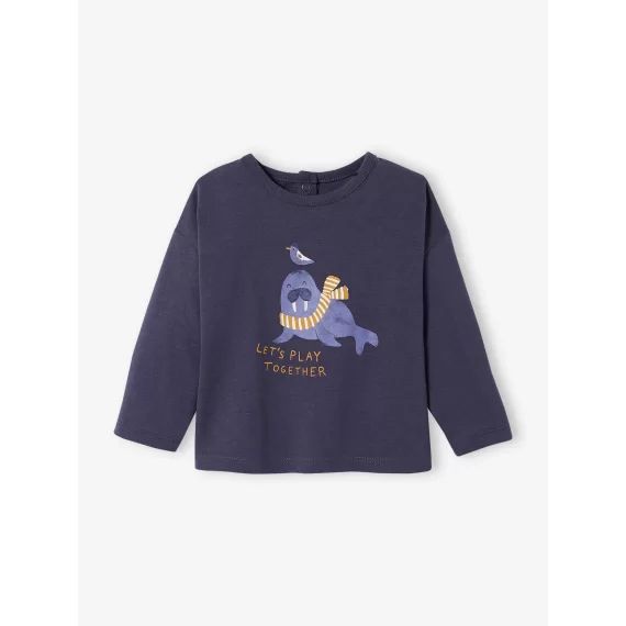 T-shirt manches longues bébé fantaisie bleu nuit