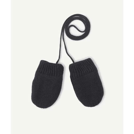 Moufles bébé garçon en tricot marine en fibres recyclées –  – Soldes