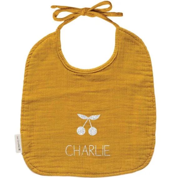 Bavoir à nouer Jaune moutarde (personnalisable)