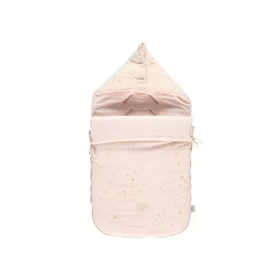 Nid d&rsquo;ange passe sangle en coton bio Gold stella Dream pink (90 cm)