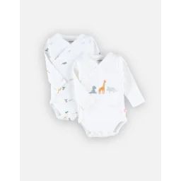 Set De 2 Bodys Croisés En Coton Bio Blanc