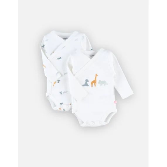 Set De 2 Bodys Croisés En Coton Bio Blanc
