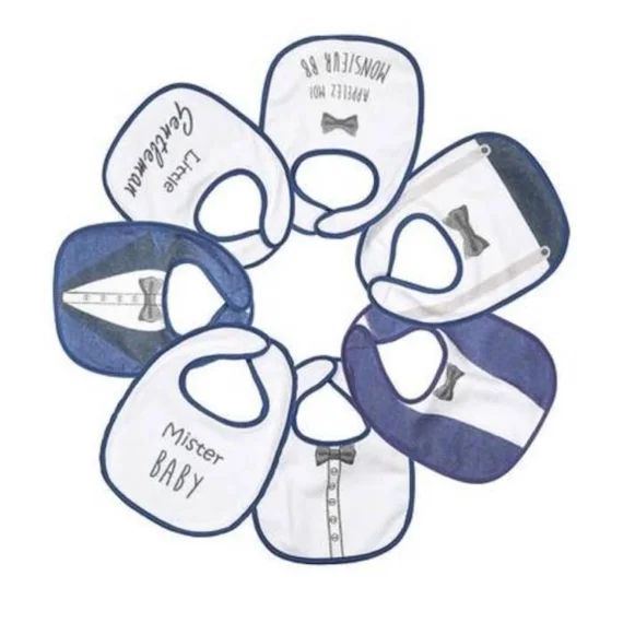 Lot de 7 bavoirs 1er âge Gentleman 3KG700 bleu
