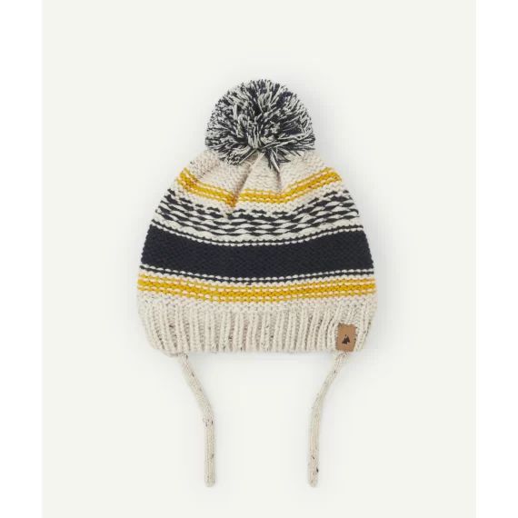 Bonnet avec bandes colorées en fibres recyclées bébé garçon –  – Soldes