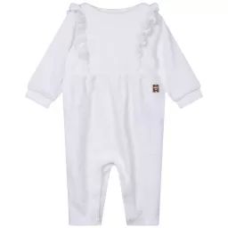 Combinaison volantée velours Fille Blanc