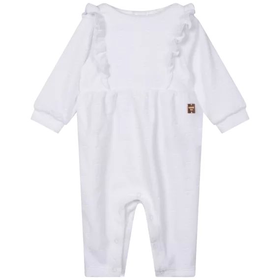 Combinaison volantée velours Fille Blanc