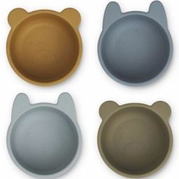 Lot de 4 mini bols en silicone Malene Golden caramel/Blue multi mix (8 cm)