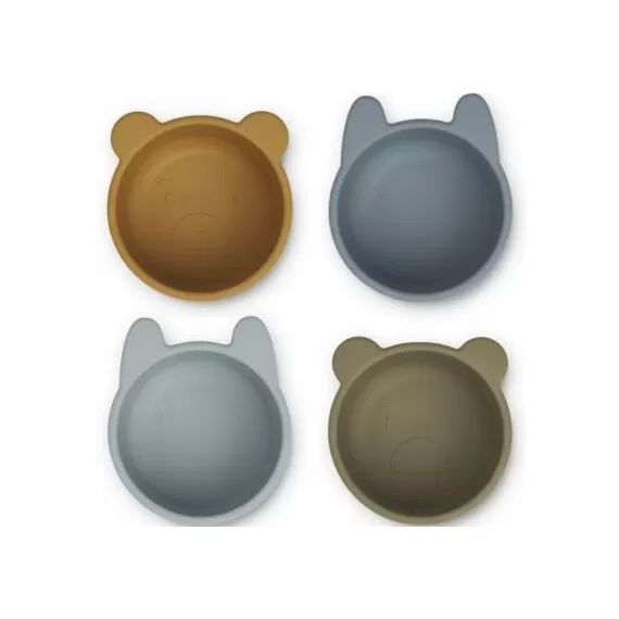 Lot de 4 mini bols en silicone Malene Golden caramel/Blue multi mix (8 cm)