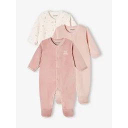 Lot de 3 dors-bien en velours ouverture naissance bébé lot bois de rose