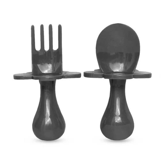 Set De 2 Couverts D&rsquo;apprentissage Ergonomiques Gris