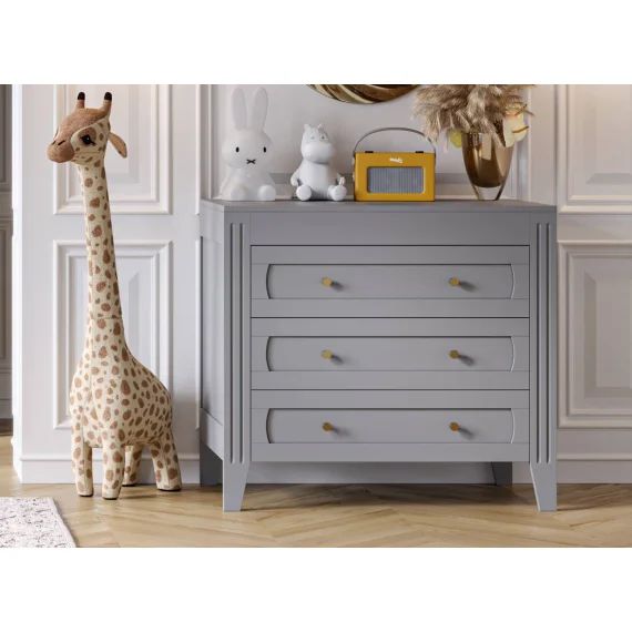 Commode 3 Tiroirs Milenne Gris