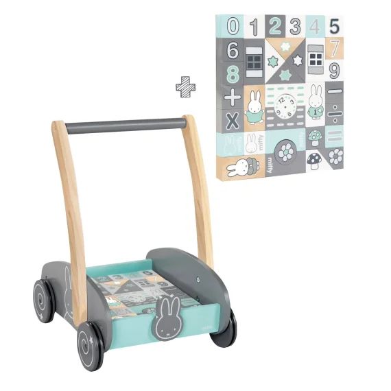 Chariot De Marche + Blocs De Construction Miffy® Gris – Vert Menthe / Miffy