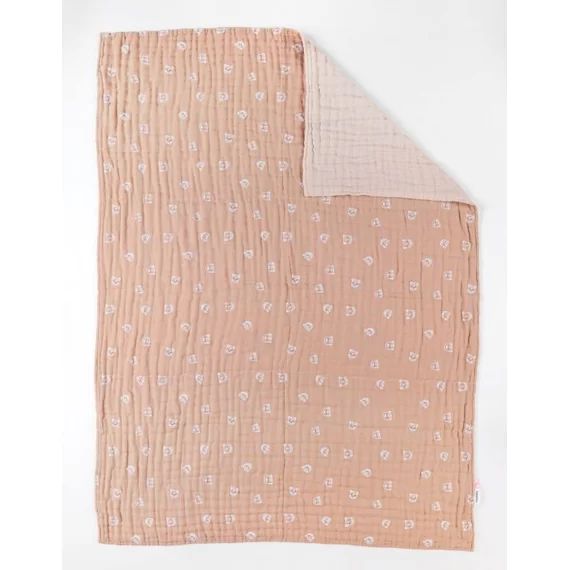 Couverture 75 x 100 cm imprimé léopard en mousseline de coton marron