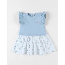 Robe Bi-matière À Manches Courtes Bleu