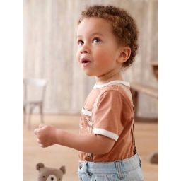 T-shirt bébé en cotonflammé manches courtes noix de pécan