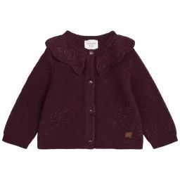 Cardigan en tricot ajouré Fille Violet