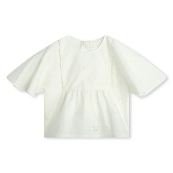 Blouse à broderies anglaises Fille Blanc