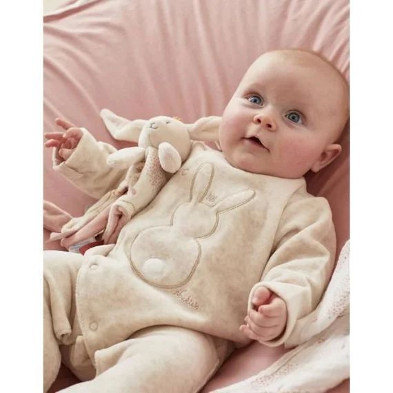 Pyjama 1 Pièce Lapin En Velours Beige